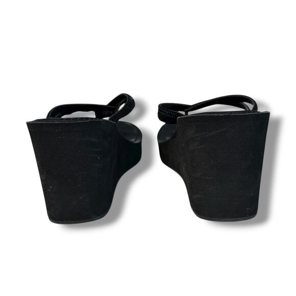 Aldo Women's Black Wedge Sandals Size 8 Rhinestone Flip Flop - Picture 5 of 7